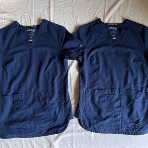 2 XS URBANE ICON NAVY SCRUB TOPS